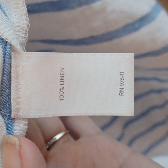 J. Jill Love Linen blue and white striped blouse, size large - Picture 7 of 11